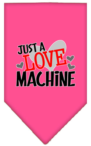 Love Machine Screen Print Bandana Bright Pink Large